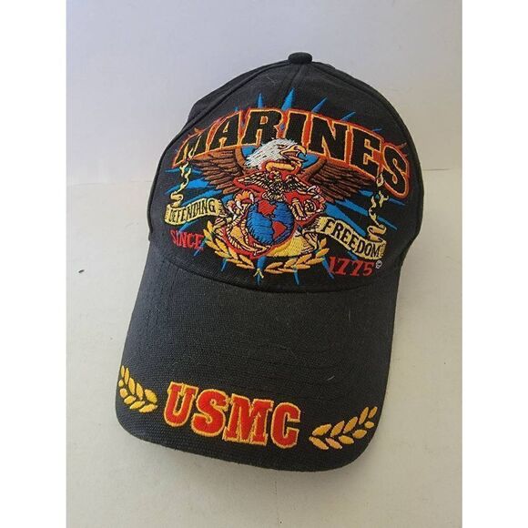 CS1 USMC United States Marines Hat Cap Adjustable Black Embroidered Patch - Picture 1 of 3